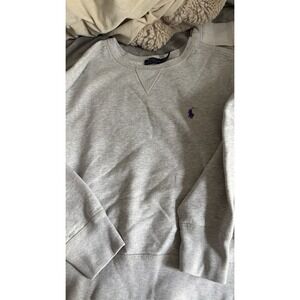 Polo Ralph Lauren  Fleece Crew Sweatshirt Gray Purple Lg 12 14 Fits Xs Wms